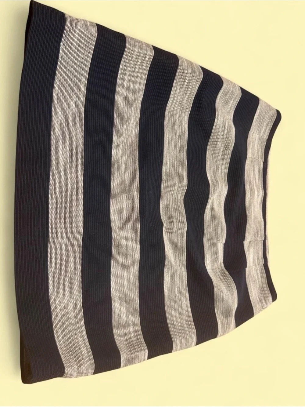 LOFT Striped A-Line Skirt - Black and Silver